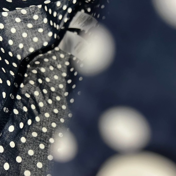 Jones New York Sport Woman Polka Dot Navy Blue White Blouse Long Sleeve 2XL - Picture 6 of 9